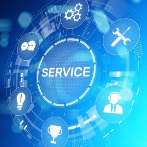 Service support customer help call center Business technology button on virtual screen